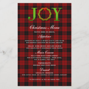 JOY TARTAN CHRISTMAS WREATH   MENU NOËL