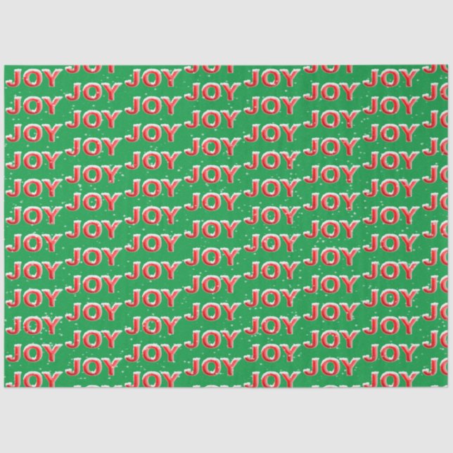 JOY Text mit Schneekappen und Schneeflocken Seidenpapier (Vorderseite)