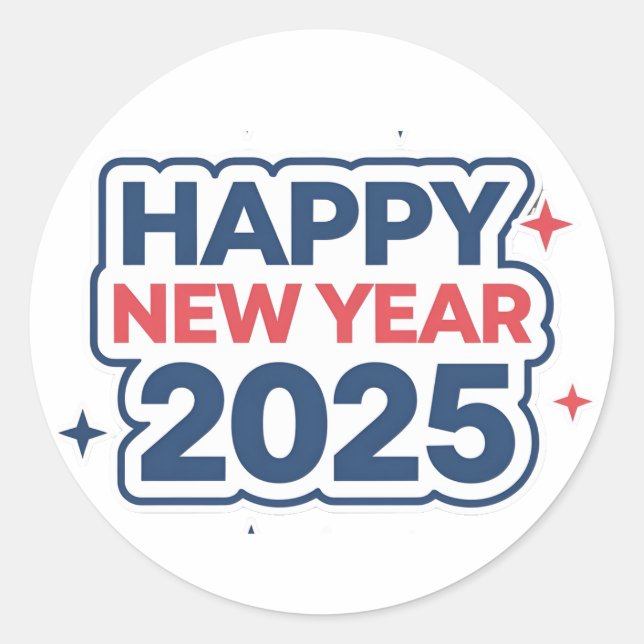 "Joy The New Year 2025: Round Stickers" Runder Aufkleber (Vorderseite)