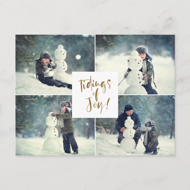 Joy-Tiding | Mehrere FotoCollage Weihnachten Einladungspostkarte (Vorderseite)