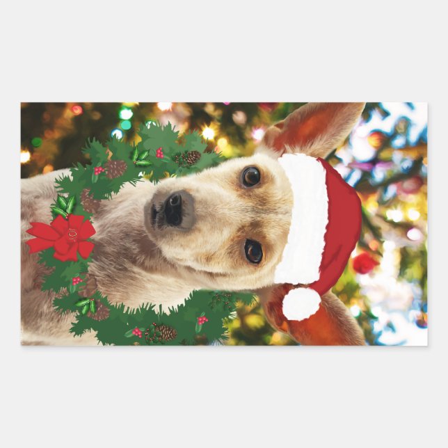 Joy to the Puppy Rechteckiger Aufkleber (Vorderseite)