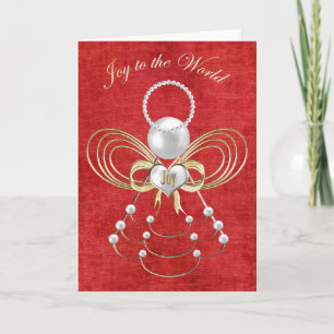 Joy to the World - Angel of Joy - Red Feiertagskarte