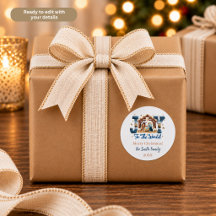 Joy to the World Blue Nativity Scene Personalized