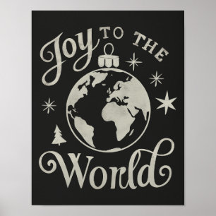 Joy to the World Chalkboard Globe Poster