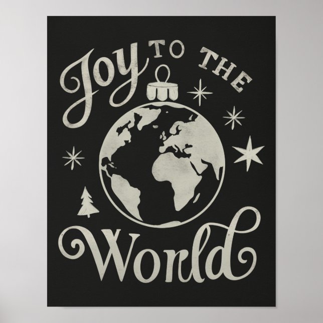 Joy to the World Chalkboard Globe Poster (Vorne)
