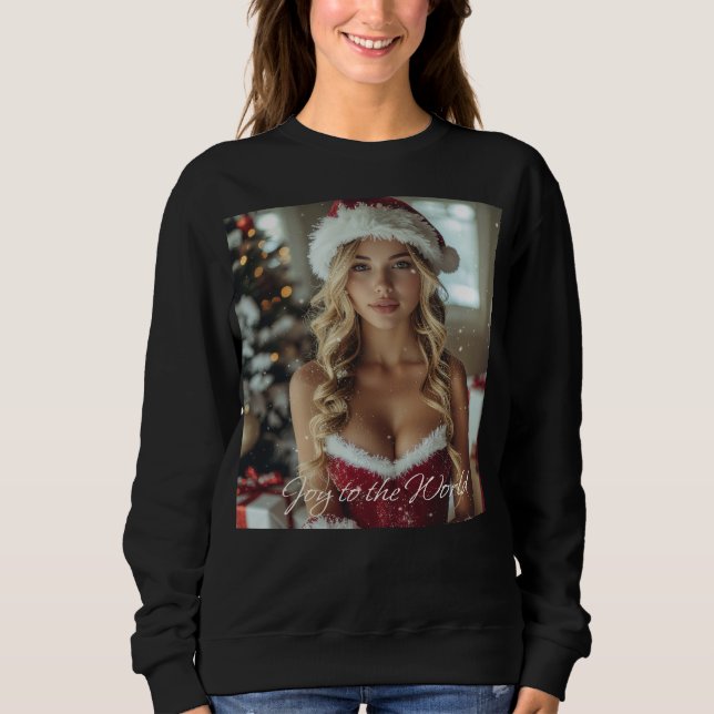 JOY TO THE WORLD - Christmas Santa Girl Sweatshirt (Vorderseite)