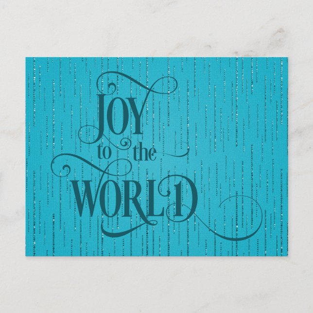 JOY TO THE WORLD Dark Teal Script Christmas  Postkarte (Vorderseite)