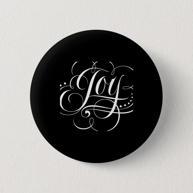 Joy To The World Fancy Swirly Elegant Christmas T  Button (Vorderseite)