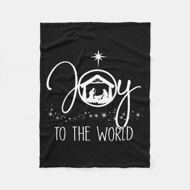 Joy To The World Jesus Christian Nativity Scence C Fleecedecke (Vorderseite)