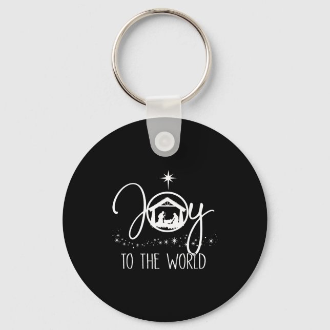 Joy To The World Jesus Christian Nativity Scence C Schlüsselanhänger (Vorderseite)
