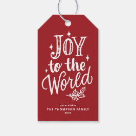 Joy to the World Lettering Red Christmas Geschenkanhänger
