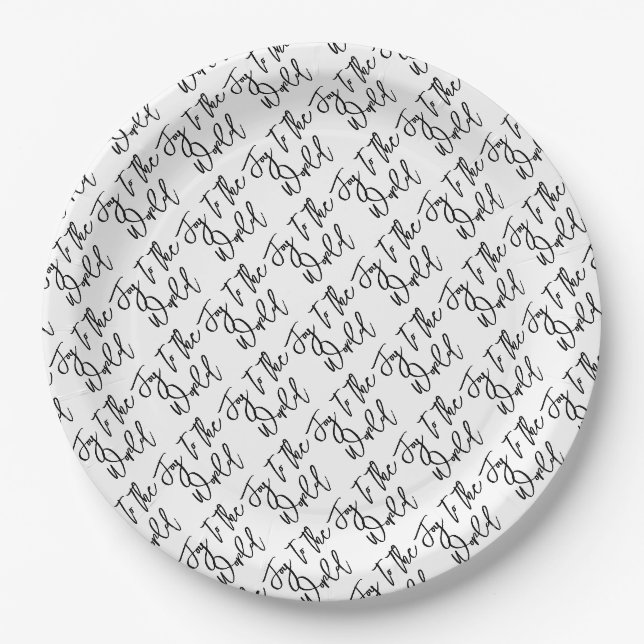 JOY TO THE WORLD Modern Christmas Typografy Pappteller (Vorderseite)