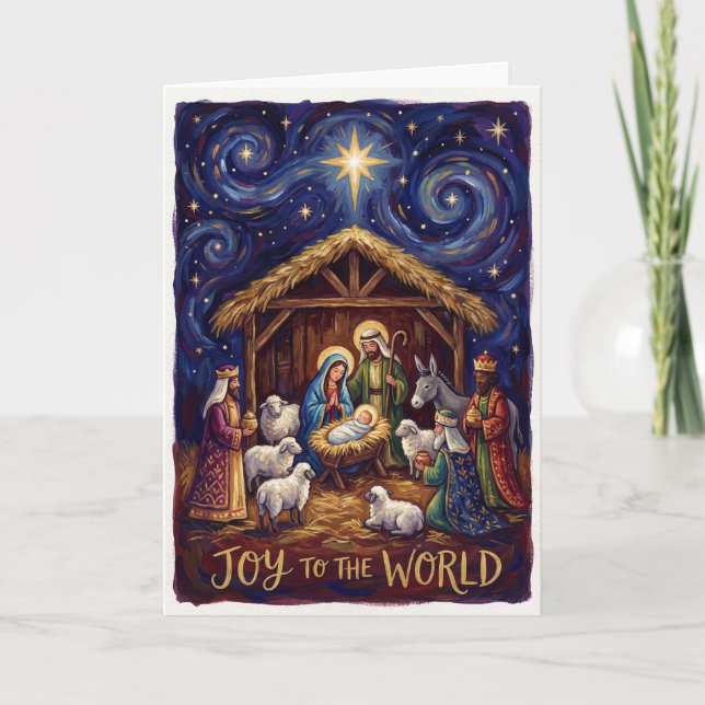 Joy to the World Nativity Christmas Card Karte (Vorderseite)