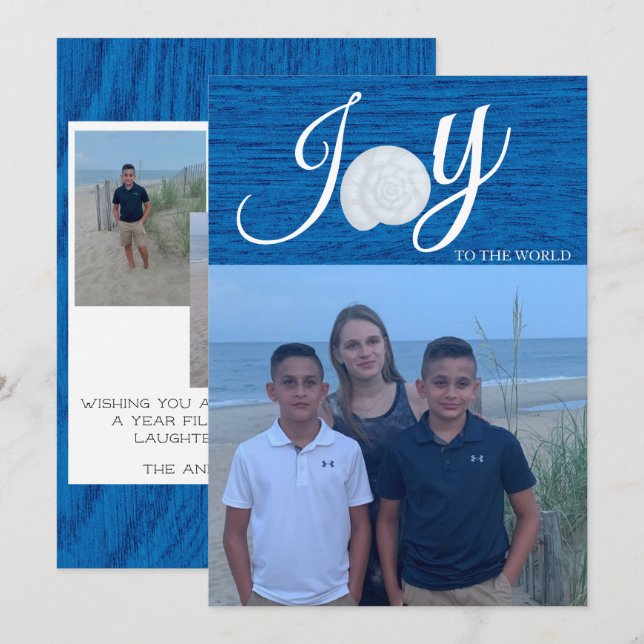 Joy To The World Photo Collage Carte de Noël (Devant / Derrière)