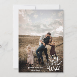 Joy to the World Script Custom Foto Feiertagskarte
