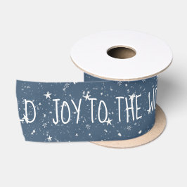 JOY TO THE WORLD Text with Stars Satinband