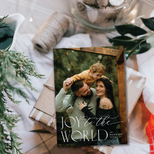 Joy To The World Typographic Holiday Carte photo