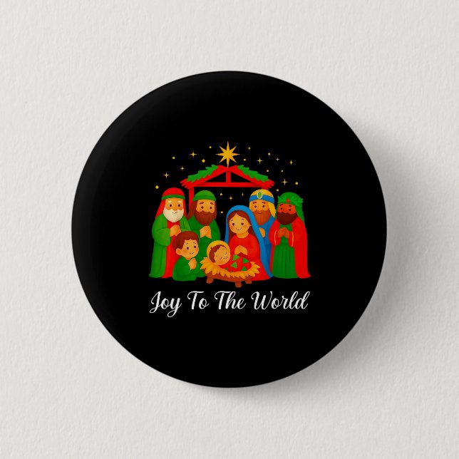 Joy To The World Ugly Christmas Sweater Xmas Squad Button (Vorderseite)
