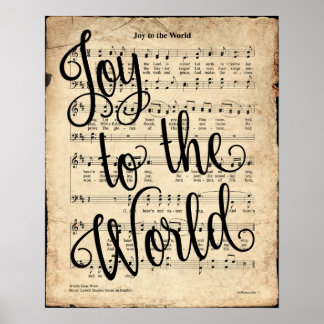 Joy to the World Vintag Hymn Print Poster