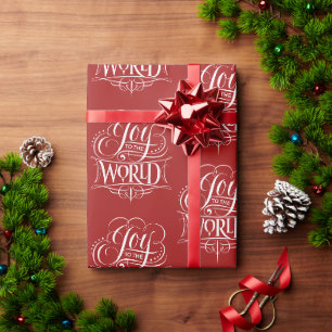 Joy To the World - Weihnachtskalligraphie - Rot Geschenkpapier