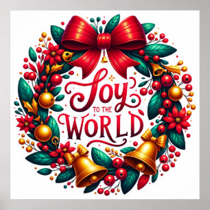 Joy to the World Wreath Poster