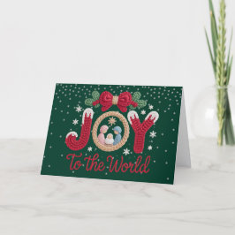 Joy To the World Yarn (Faux, Not actual Yarn) Feiertagskarte