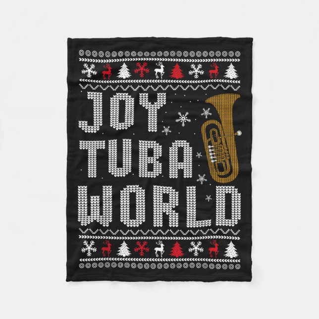 Joy Tuba World Funny Music Lover Ugly Christmas Sw Fleecedecke (Vorderseite)