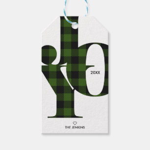 Joy Typografie Green Buffalo Kariert Urlaub Geschenkanhänger