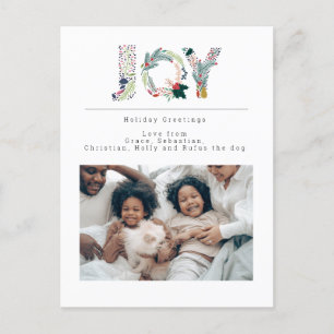 Joy Typografy Holiday GrußFoto Personalisiert Feiertagspostkarte