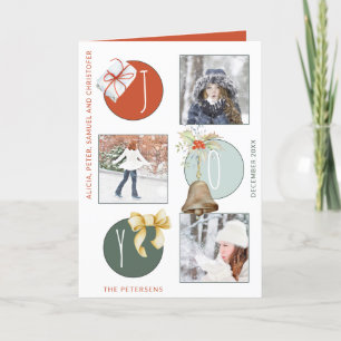 JOY Typografy Modern Christmas 4 Foto Collage Feiertagskarte