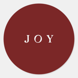 JOY Typografy Red Simple Modern Holiday Runder Aufkleber