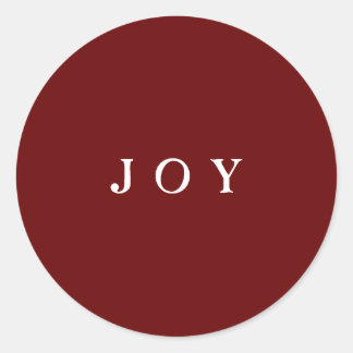 JOY Typografy Red Simple Modern Holiday Runder Aufkleber