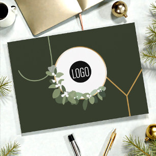 Joy Typografy Wreath Business Logo Modern Green Feiertagskarte