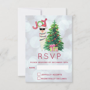Joy Typography Christmas Llama RSVP