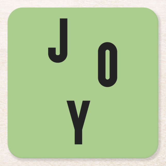 Joy typography rechteckiger pappuntersetzer (Vorderseite)