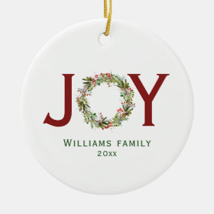 Joy Watercolor Weihnachtsmann Familienname Keramik Ornament