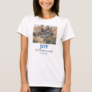 Joy Weihnachten Familienname Foto Urlaubspakete T-Shirt