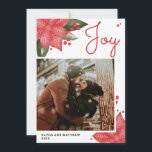 Joy. Weihnachten Weihnachten - Roter Blumenstrauß<br><div class="desc">"Joy" Weihnachts-Fotokarte mit Aquarellrot-Blüte für den Winterurlaub. Bitte kontaktieren Sie mich,  wenn Sie weitere Informationen benötigen.</div>