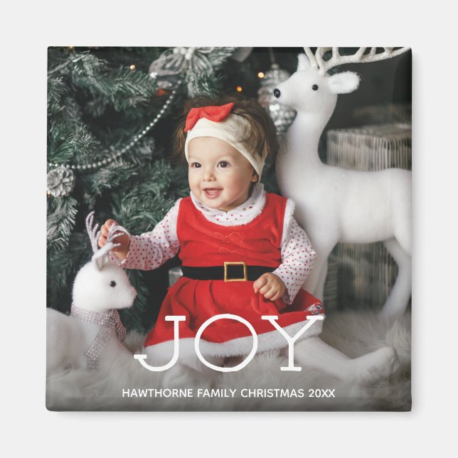 "JOY" Weihnachts-eleganter Luxus Custom Foto + Tex Magnet (Vorne)