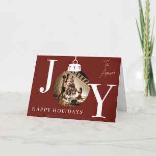 JOY Weihnachts-Familienfoto-Karte individuell Dankeskarte
