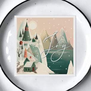 Joy. Weihnachtshintergebirgslandschaft Serviette