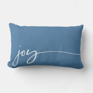 Joy Winter Blue Elegant Calligraphy Script Lendenkissen