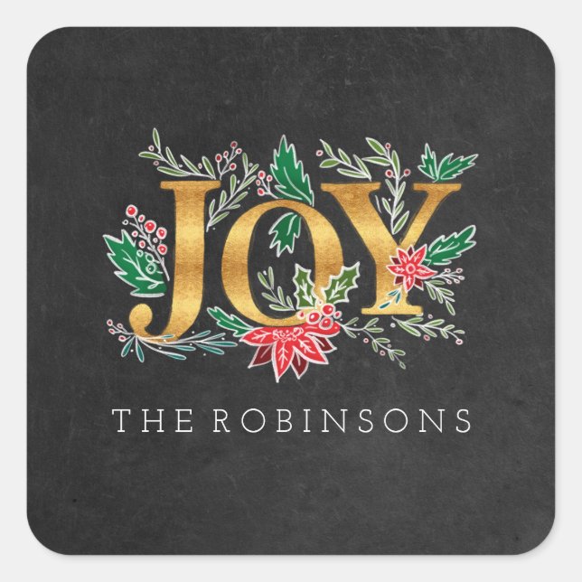 Joy Winter Christmas Foliage Sticker (Vorderseite)