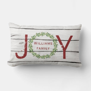 Joy Winter Wreath Familie Weihnachten Lendenkissen