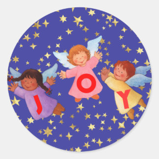 Joy with Angels Runder Aufkleber