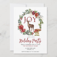Joy Woodland Stag Holiday Party Einladung