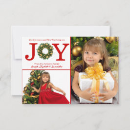 Joy Wreath 2 Fotos Red Dots - 3x5 Weihnachtskarte Einladung