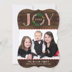 Joy Wreath Carte de Noël Carte photo de vacances