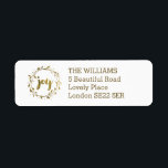 Joy Wreath Christmas Return Address Label<br><div class="desc">Verfügbare Elemente zuordnen</div>