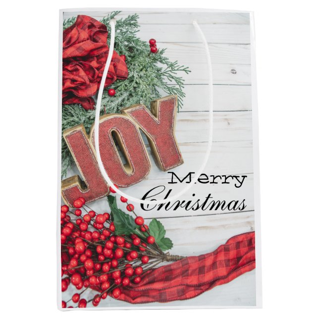 Joy & Wreath Holiday Collection Mittlere Geschenktüte (Vorderseite)